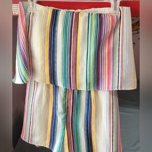 B. Original Off-Shoulder Striped Romper in Multi-Color Size Small